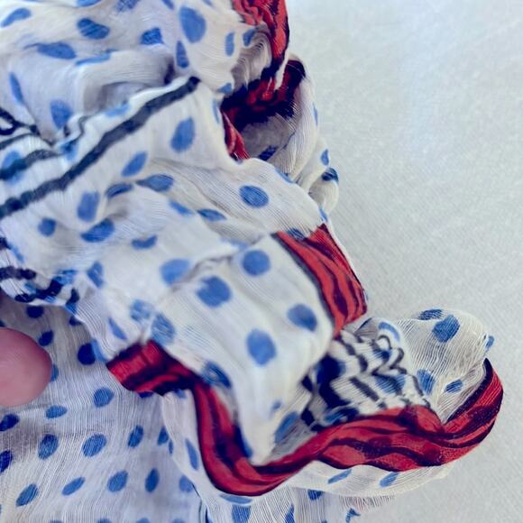 Étoile Isabel Marant Linen Silk Blend Plaid Polka Dot V Neck Blouse Top Size 38 - Picture 9 of 9